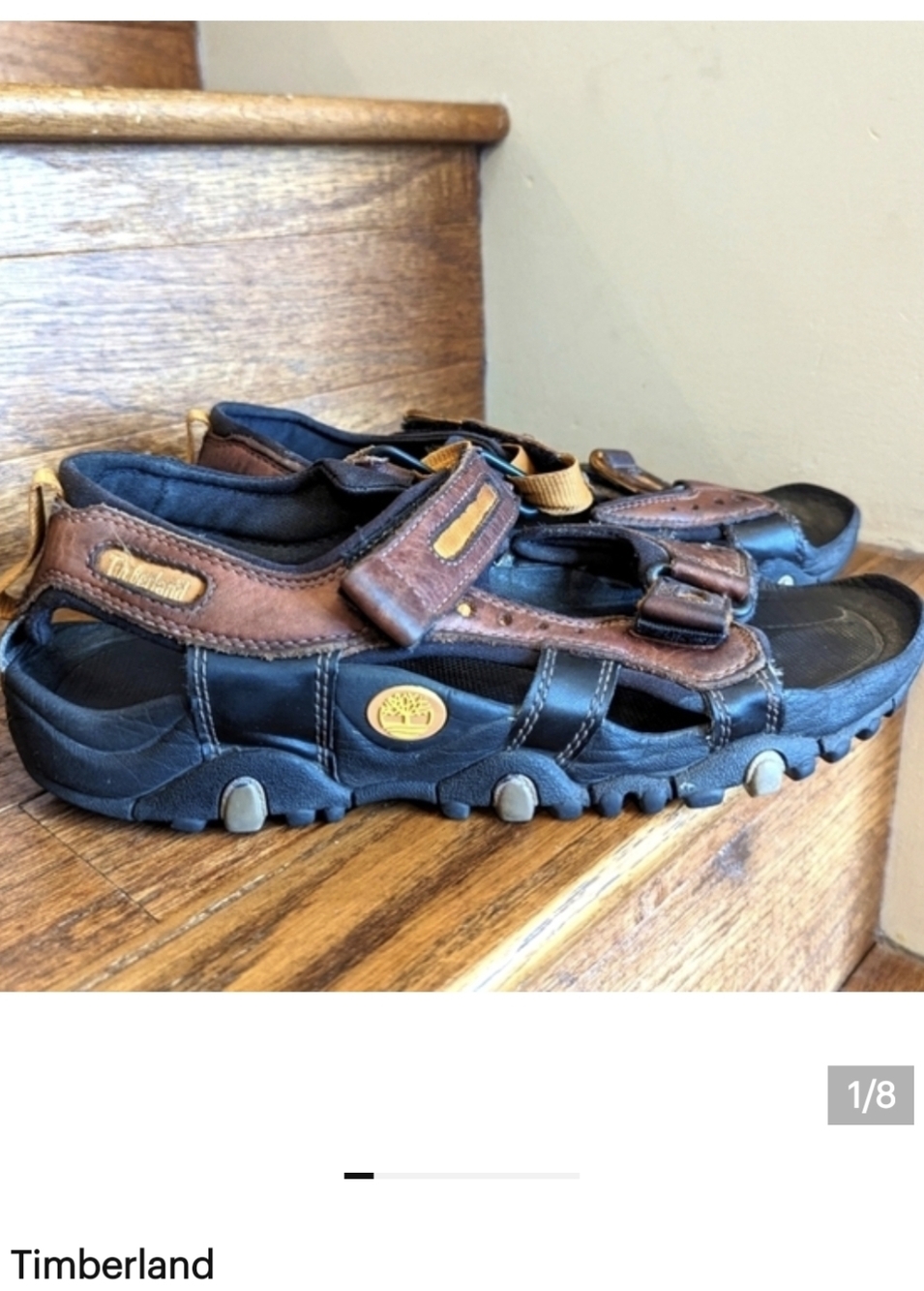 Timberland Leather Sandals, Brown & Black Walking Shoes mens Size 9